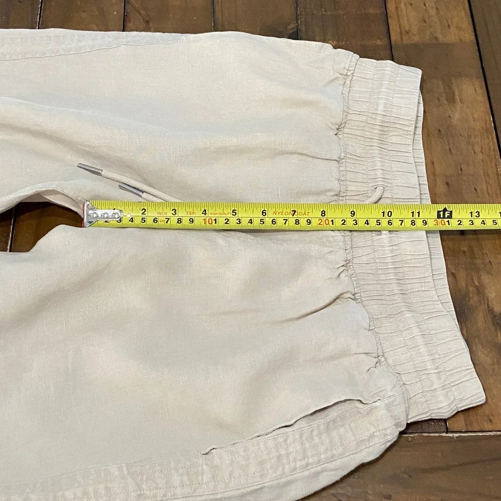 Quince 100% European Linen Wide Leg Pants Sand Beige Elastic Waist Small